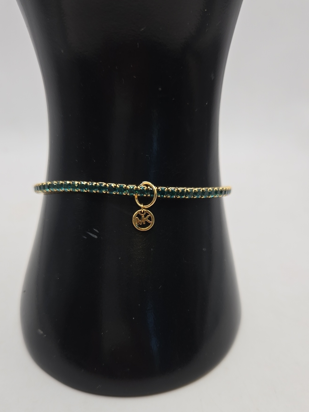 NWOT Michael Kors Gold-Tone Bracelet with Teal Crystals and Logo Charm